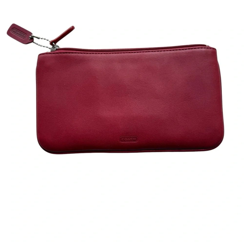 Vintage Red Coach Leather pouch cash wallet cosmetic makeup bag - Picture 7 of 10